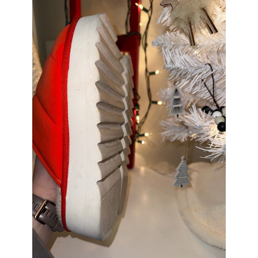 Maeve Anthropologie Orange Puffer Platform Slippers Cozy Faux Fur Lined Size S - Picture 7 of 7